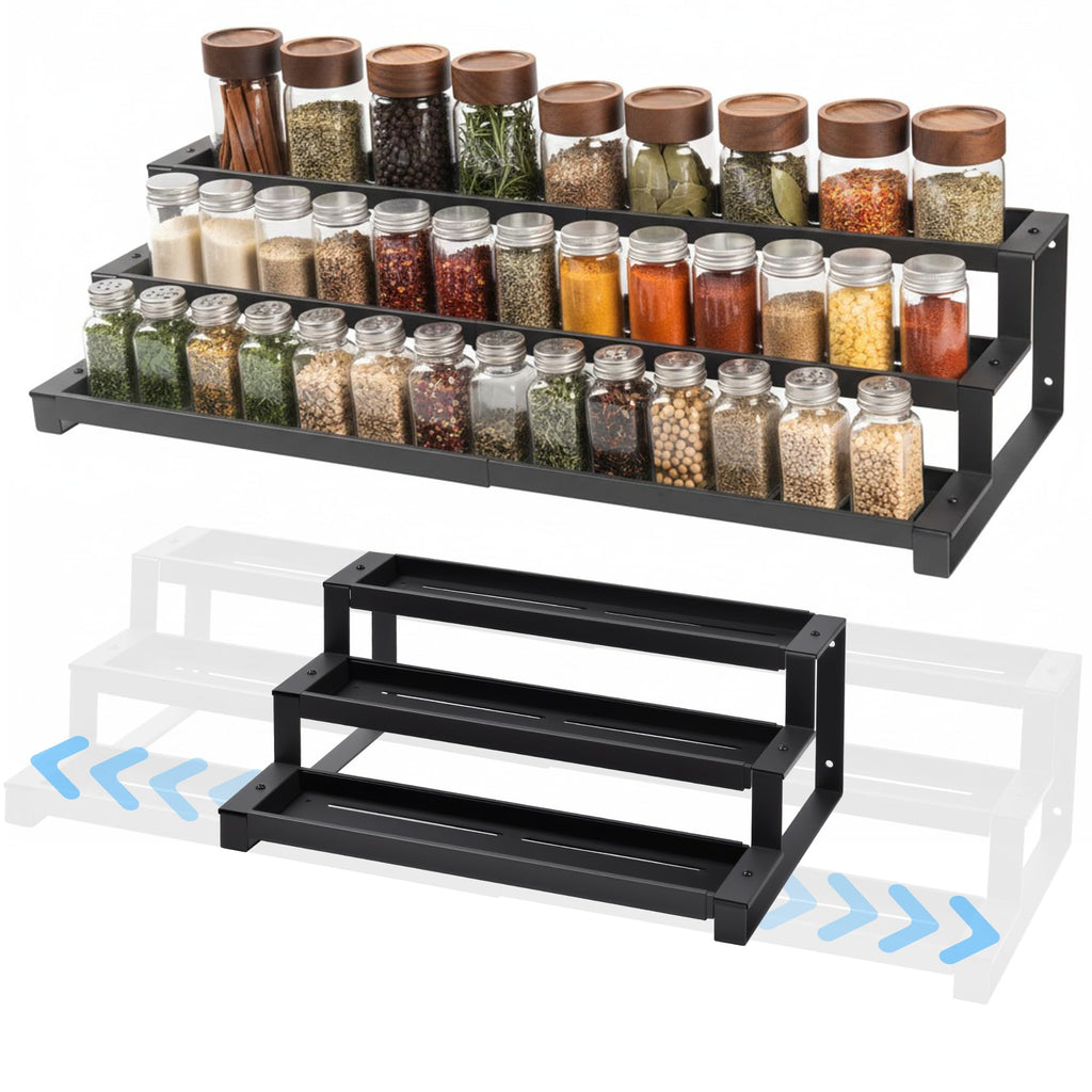 Spice Rack Organizer Cabinet or Pantry, 16"-29" Expandable Spice Organization Shelf, Seasoning Organizer