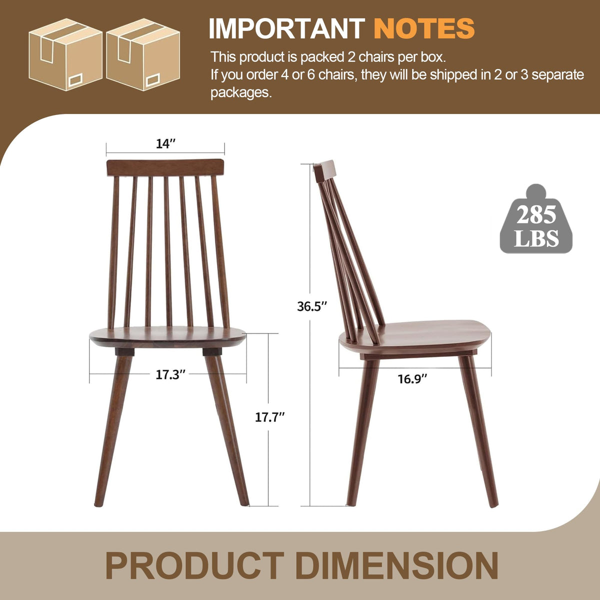 Walnut Windsor Wooden Dining Chairs Set of 6