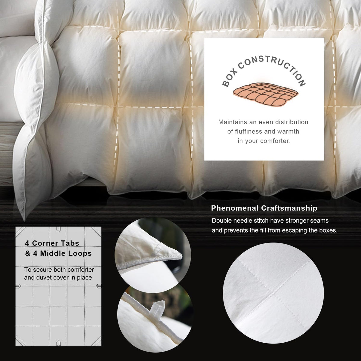 Premium Feathers Down Comforter Heavyweight White Duvet Insert