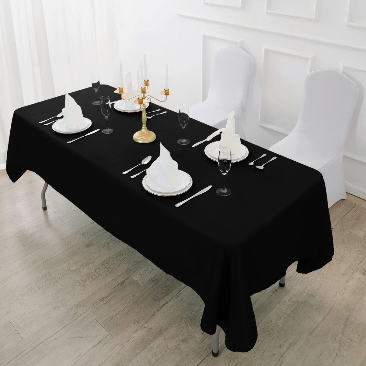 2 Pack Waterproof Rectangle Tablecloth, 90x156 Inch, Stain Resistant and Wrinkle Polyester Table Cloth, Fabric Table