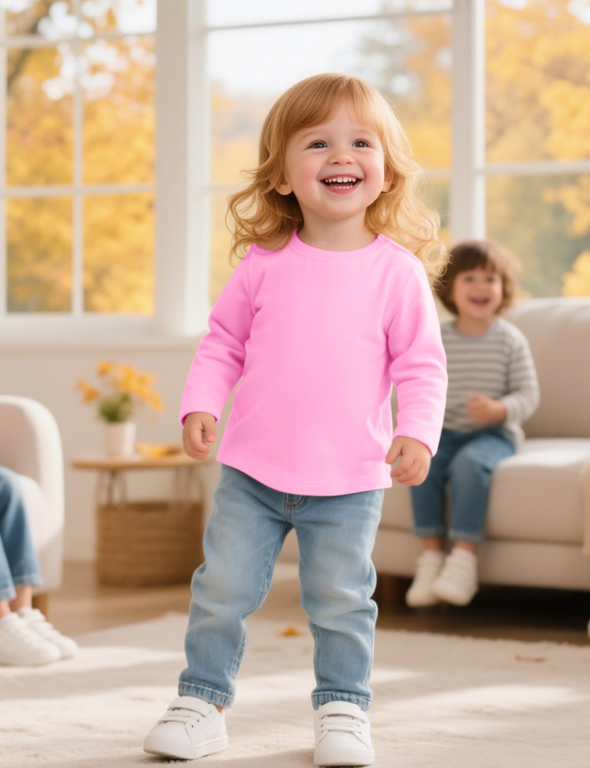 3 Pack Toddler Girls Long Sleeve Shirts Crewneck Soft Cotton Tees