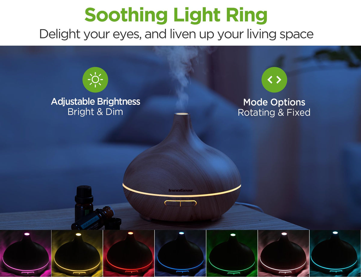 400ml Aromatherapy Essential Oil Diffuser 10 Oils Gift Set, Yellow
