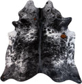 100% Genuine Brazilian Cowhide Rug - Black Salt and Pepper - Luxury Cowskin Leather Area Rug Décor 7 x 6 feet