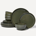 Stoneware Dinnerware Sets for 4, 12pcs Plates and Bowls Sets Dishes