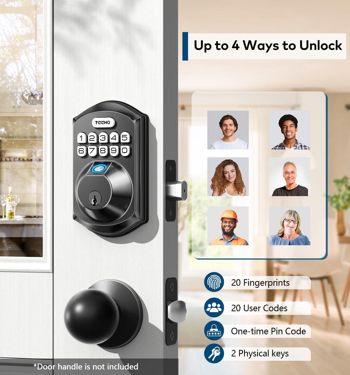 Fingerprint Deadbolt with Keypad for Front Door, Matte Black