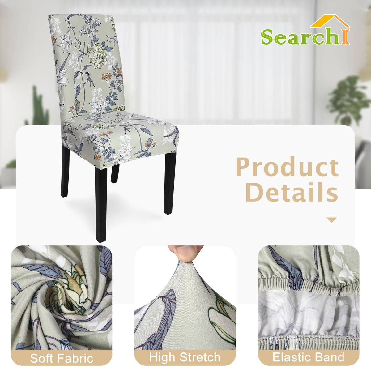 Printed Dining Room Chair Covers 6 Pack Stretch Kitchen Chair Cover