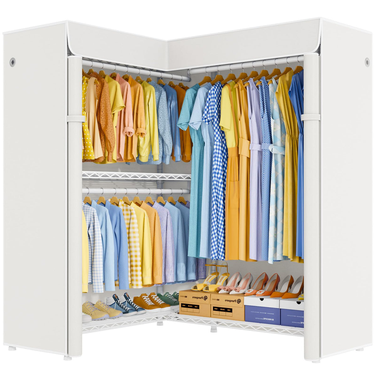 E15C Pro Garment Rack L Shaped Clothes Rack for Corner,Freestanding Clothing Racks for Hanging Clothes,Heavy Duty