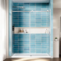 58-60" Wx72 H Frameless Reversible Single Sliding Shower Door, 1/4" Clear SGCC Tempered Glass