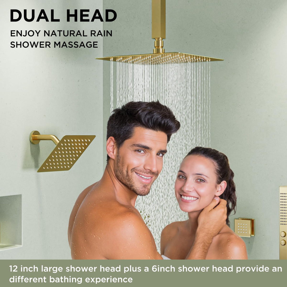 Shower System with 4 Body Spray Jets, 4 Way 12 + 6"Rainfall Shower Head with Handheld Combo, Ceiling Mounted Shower