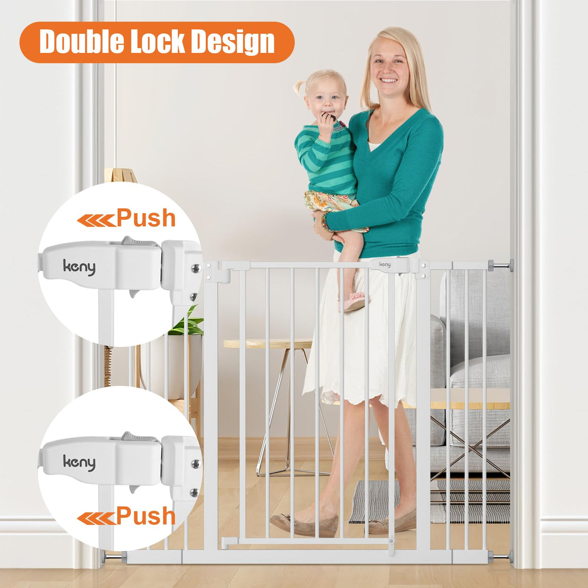 29"-42.5" Baby Gate for Stairs, Auto Close Safety Dog Gate