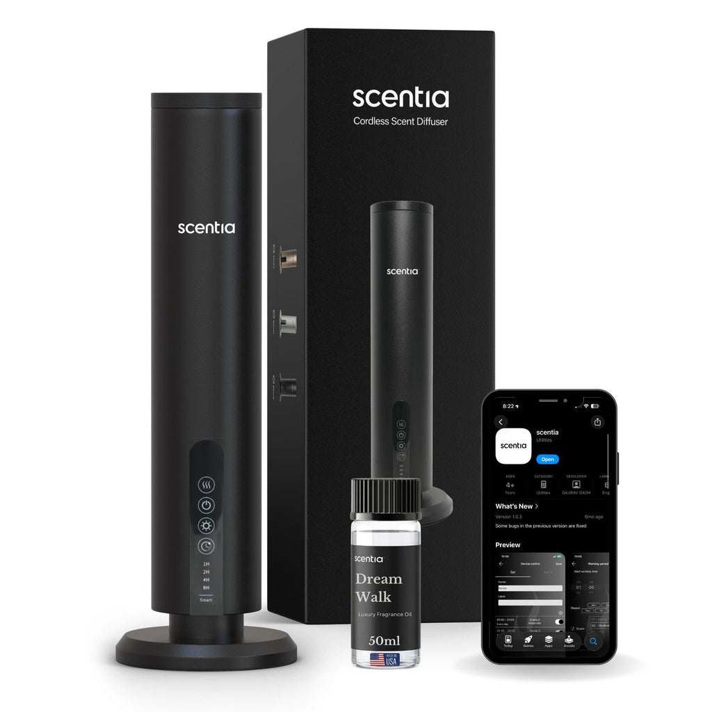 Wireless Waterless Scent Diffuser, App Control, 1500 Sq. Ft Black
