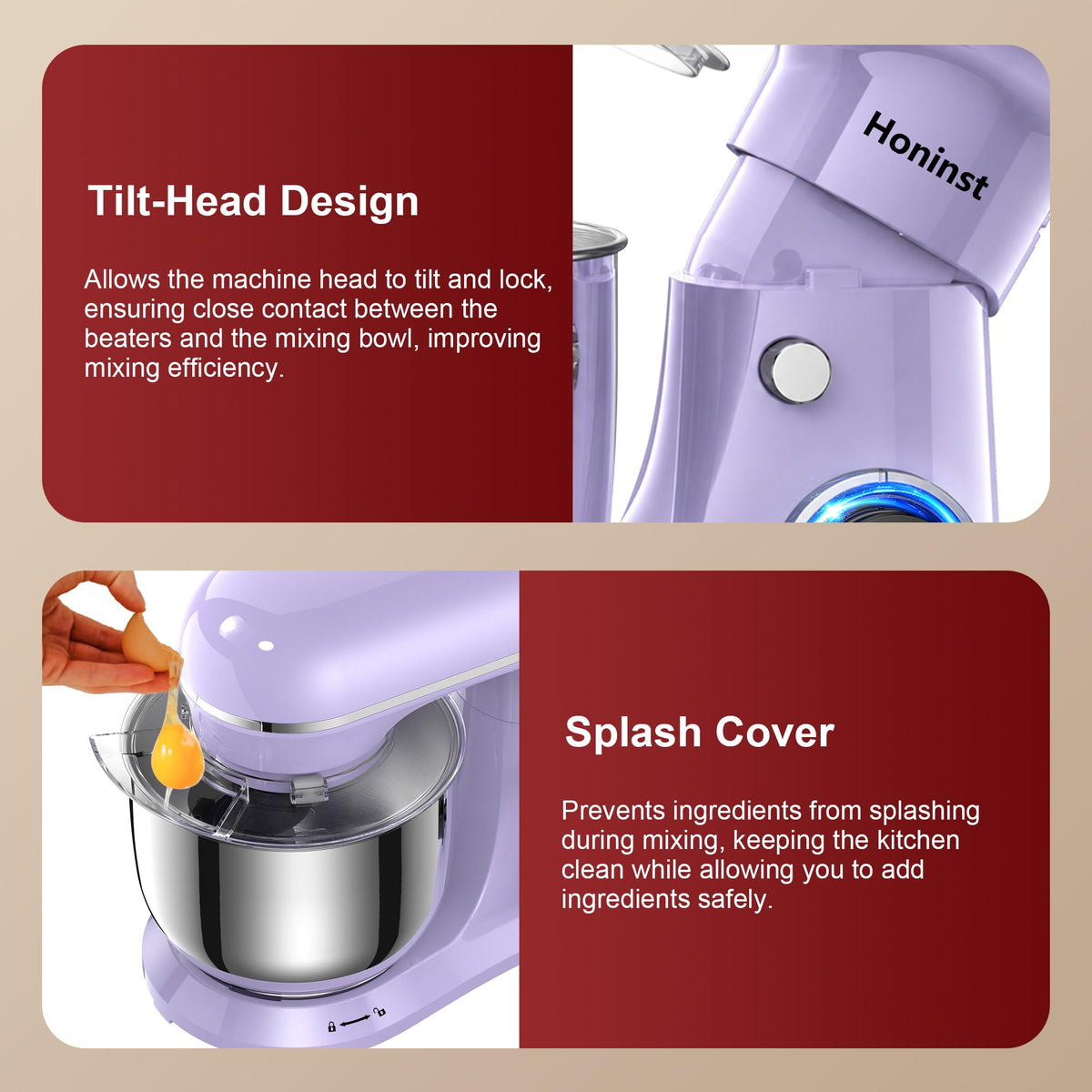 4QT Electric Stand Mixer, 10-Speed Tilt-Head Compact Kitchen Mixer
