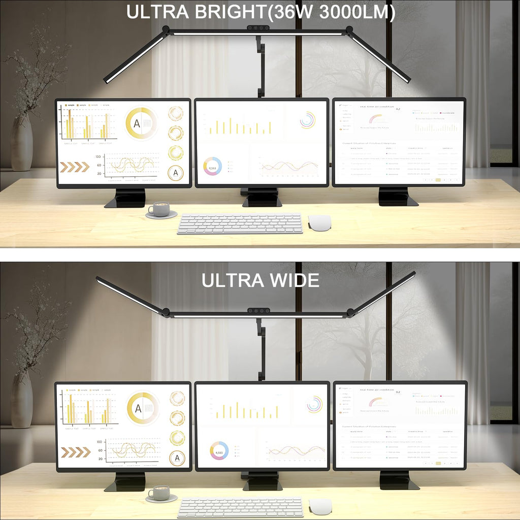 36W 3000LM Ultra Bright Architect Desk Lamp with Base, 47.4Inches Wide Tall Overhead Desk Light, Dimmable Table