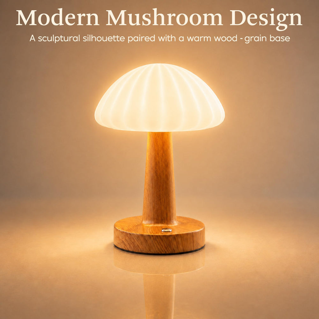 Outdoor Table Lamp, Mushroom Shape, Rechargeable, Waterproof