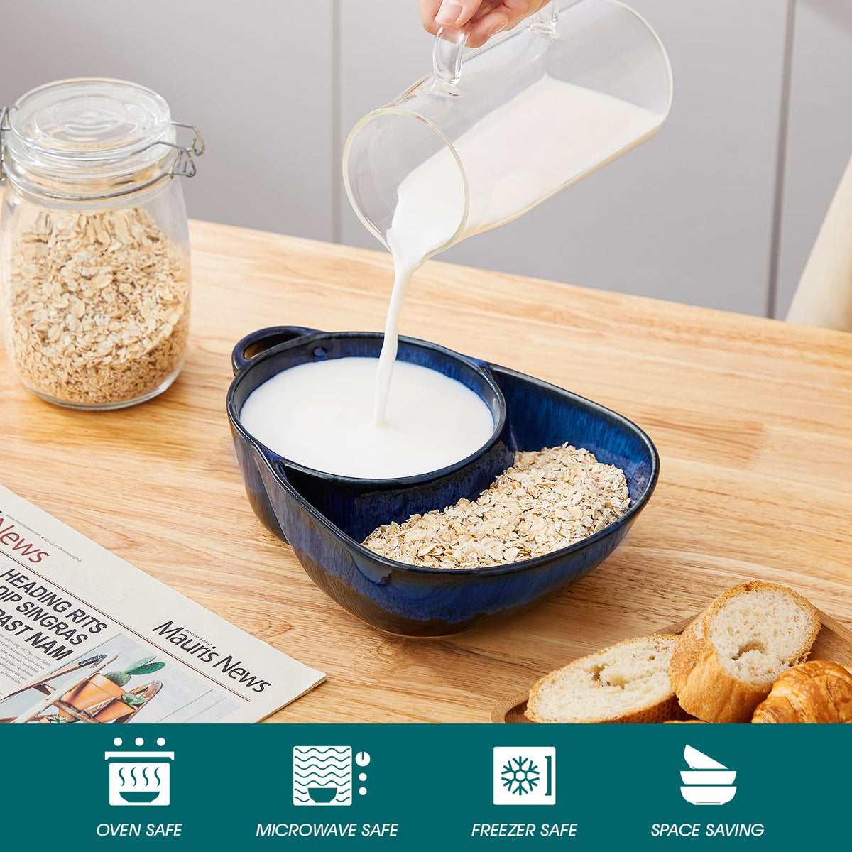 Starry Chip and Dip Bowl, Anti-Soggy Cereal Bowl, Soup and Sandwich Plate Combo, Breakfast Powls, Divided Snack Bowls