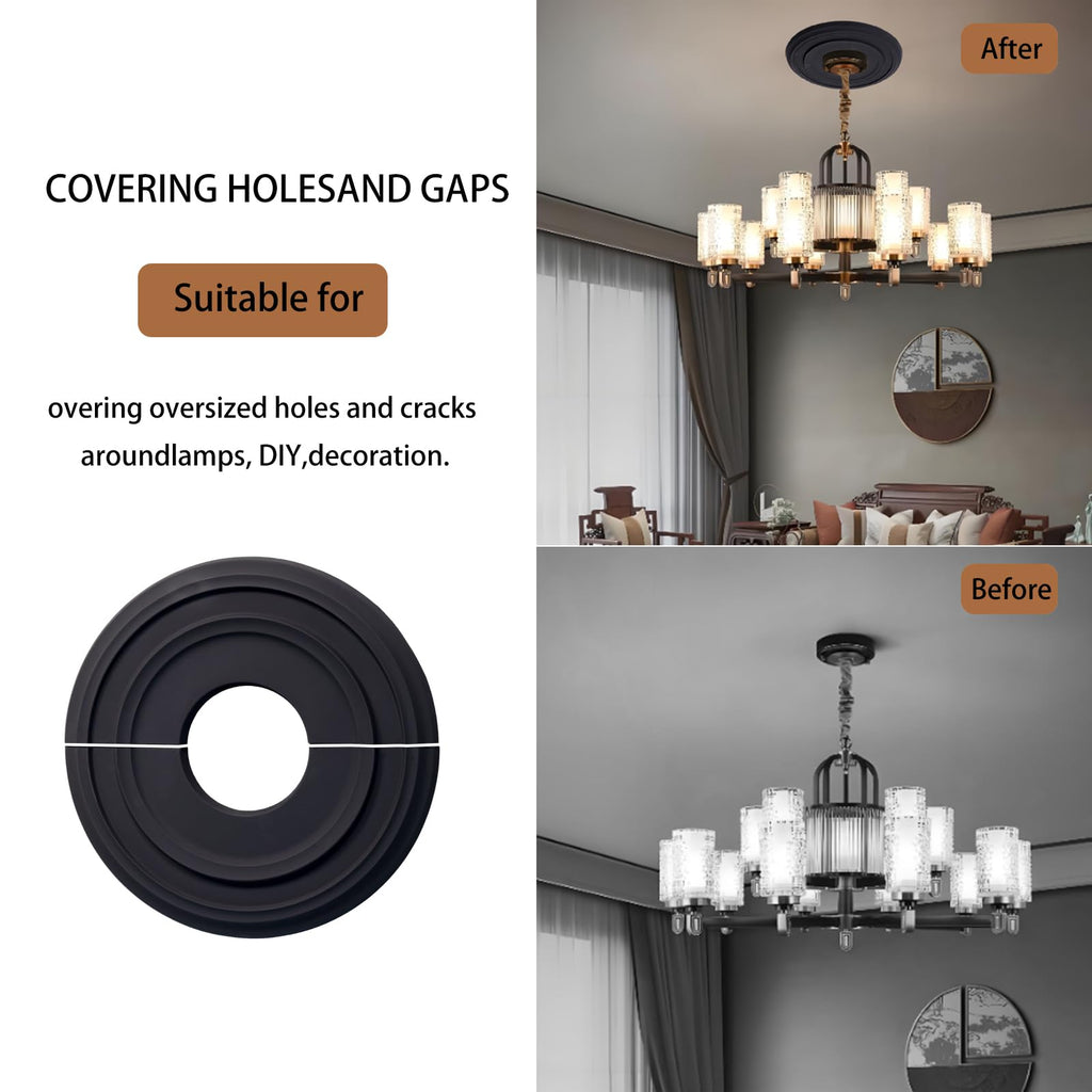 12" PU Black Split Ceiling Medallion for Light Fixture Fan Plate