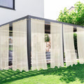 Outdoor Sheer Curtains, 6 Panels Waterproof Rod Pocket Indoor Curtain, Porch, Pergola, Cabana, Gazebo, 52 x 96 Inch