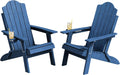 Folding Adirondack Chair Set of 2, Heavy-Duty 360LBS HDPE Outdoor Chair with Textured Wood-Grain Finish, Comfortable