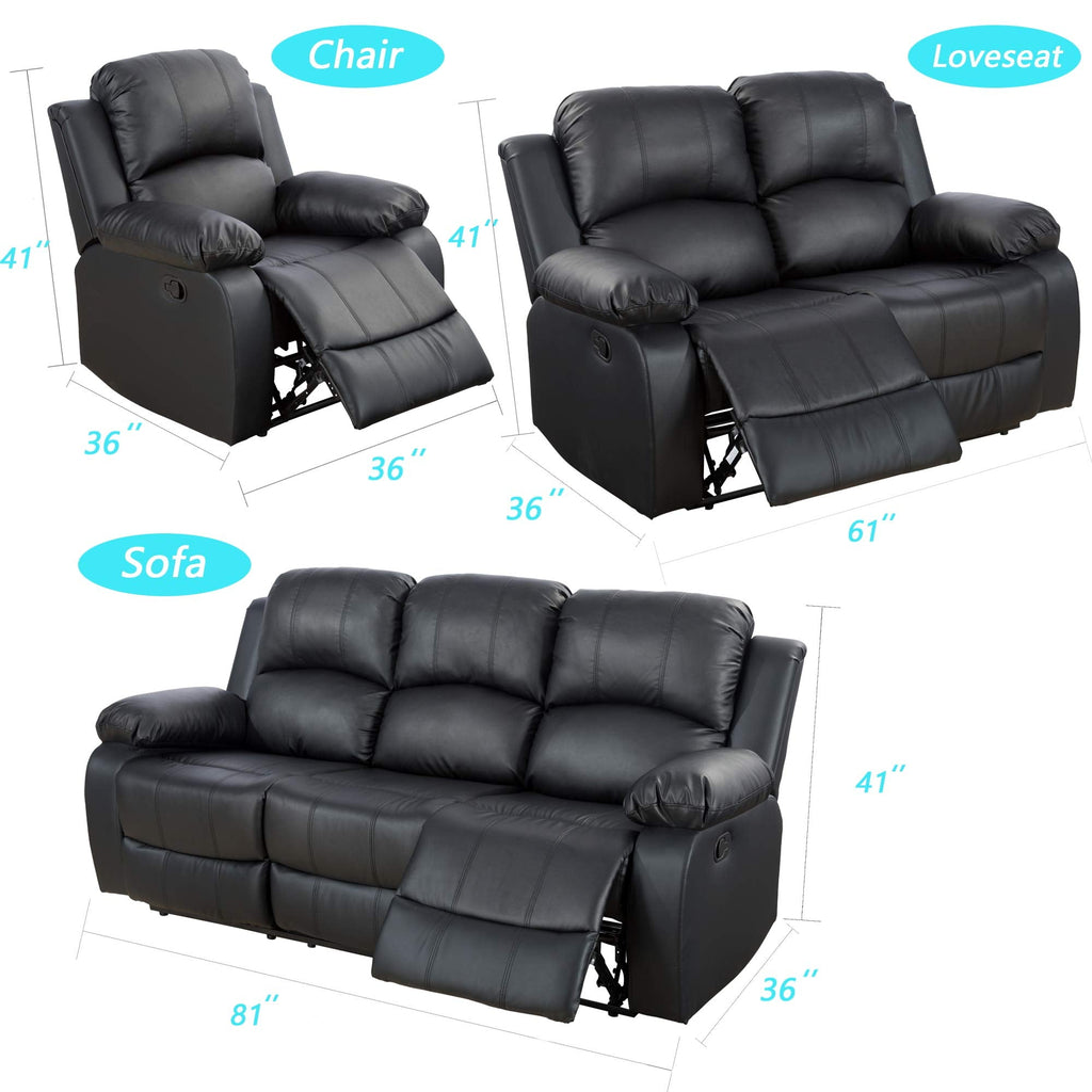 Recliner Sofa Living Room Set Reclining Couch Sofa Chair Loveseat Manual Motion Recliner Home Theater Seating (Bonded