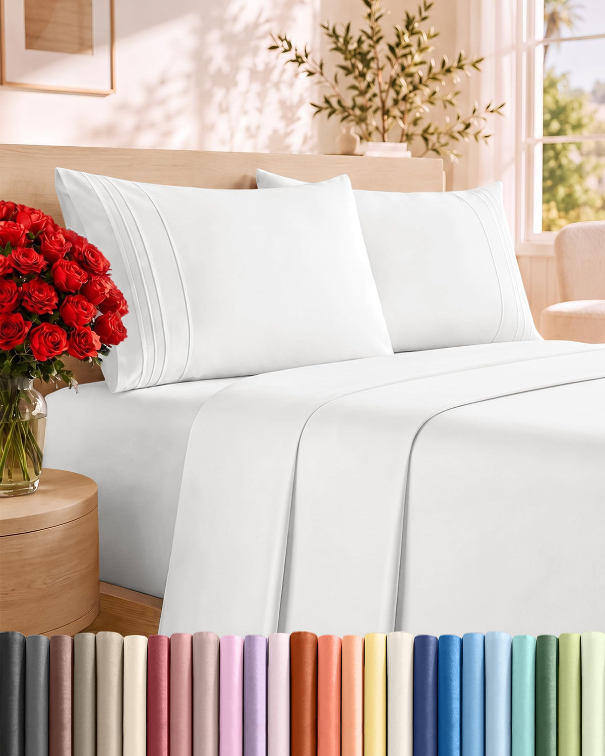 Bed Sheets Set, HOTEL LUXURY Platinum Collection 1800 Series Bedding Set, Deep Pockets, Wrinkle & Fade Resistant
