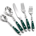 Vintage Silverware Set Service for 4, Flatware Set with Green Bakelite Handle, Stainless Steel Cutlery Set
