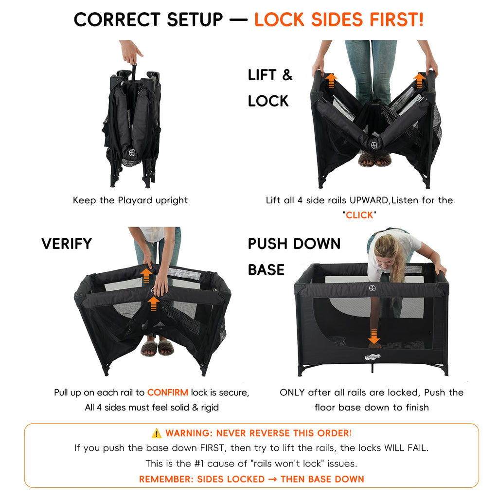 Play Yard Portable Baby Crib Foldable Playard Leightweight Travel Playpen for Tooddlers and Infant Black