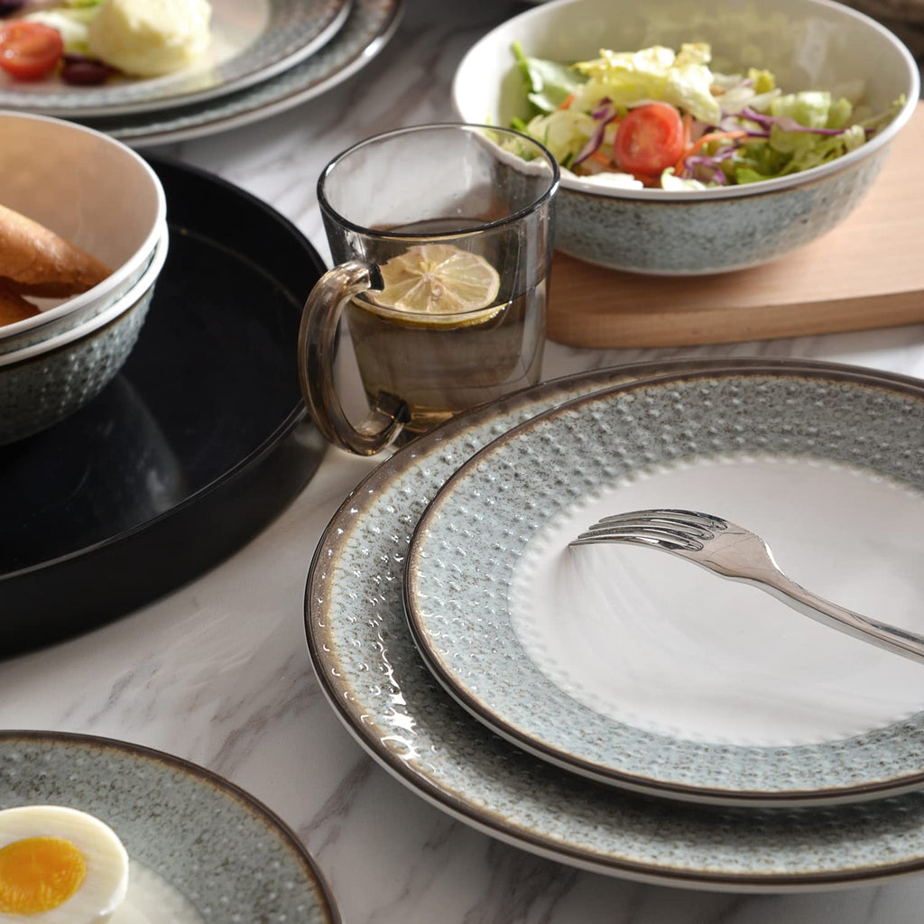 Melamine Dinnerware Sets,12pcs Plates and Bowls Sets, Unbreakable and Lightweight Summer Outdoor Dishes ,Yachts and