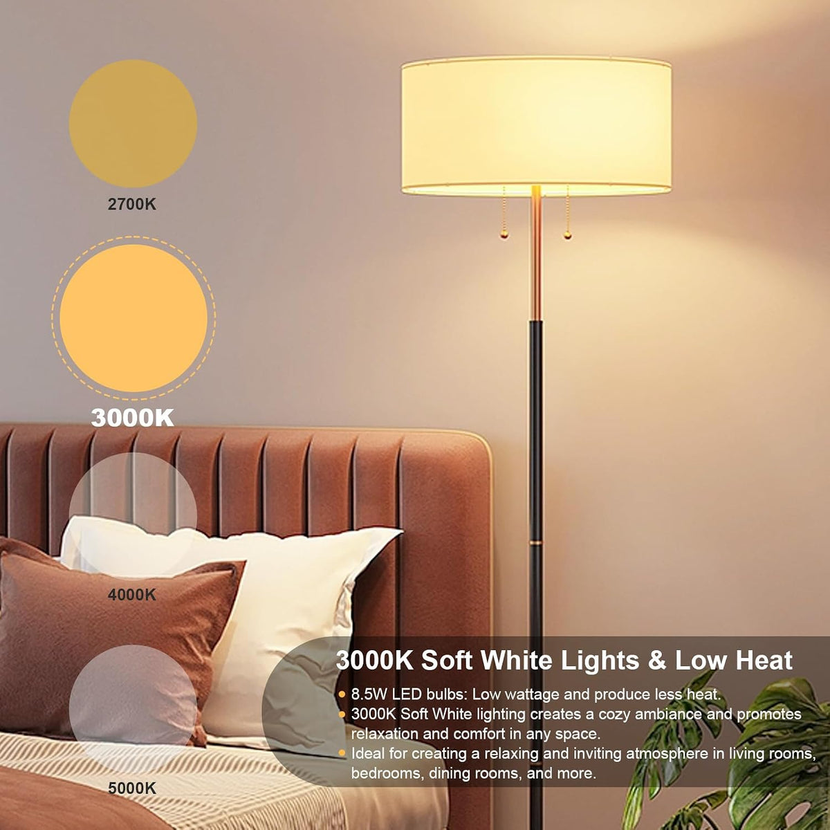 Dimmable A15 LED Bulbs 75Watt Equivalent, 3000K Soft White, 800LM, 8 Pack