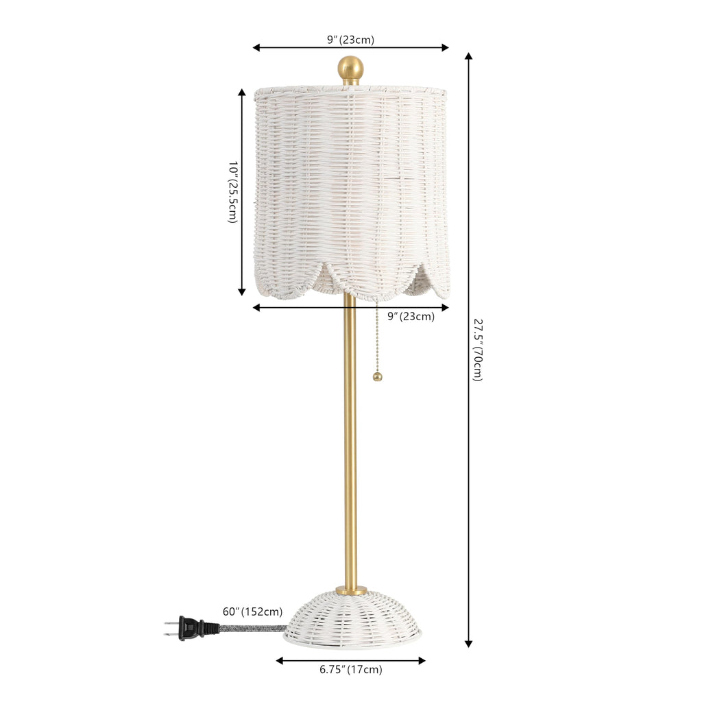 Celerie 27.5" Rattan Buffet Lamp, White/Brass Gold, Set of 2