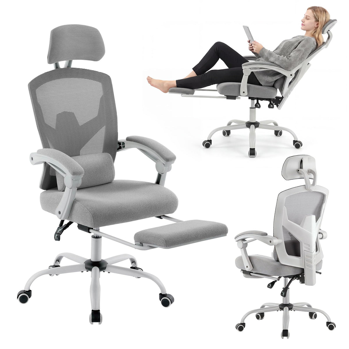 Ergonomic Office Chair with Footrest, Comfortable Desk Chair Gaming Chair
