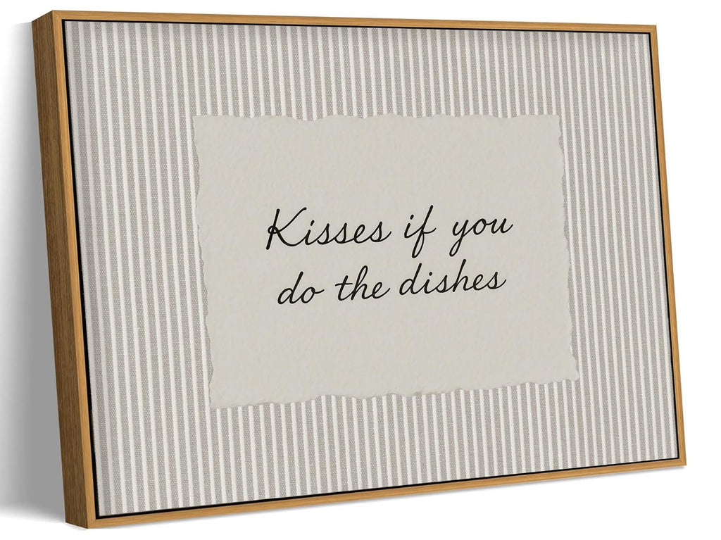Kitchen Decor, Framed Wall Art, Kisses If You Do the Dishes Artwork 12x16in
