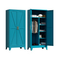 71" Tall Metal Wardrobe Closet with Adjustable Shelves and Hanging Rod, 2 Doors Office Storage Locker Cabinet