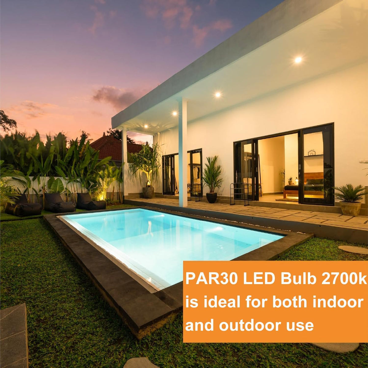 PAR30 Long Neck LED Flood Light Bulbs Dimmable 11W 2700K 6 Pack