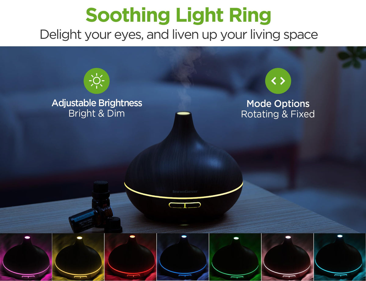 400ml Aromatherapy Essential Oil Diffuser 10 Oils Gift Set, Dark