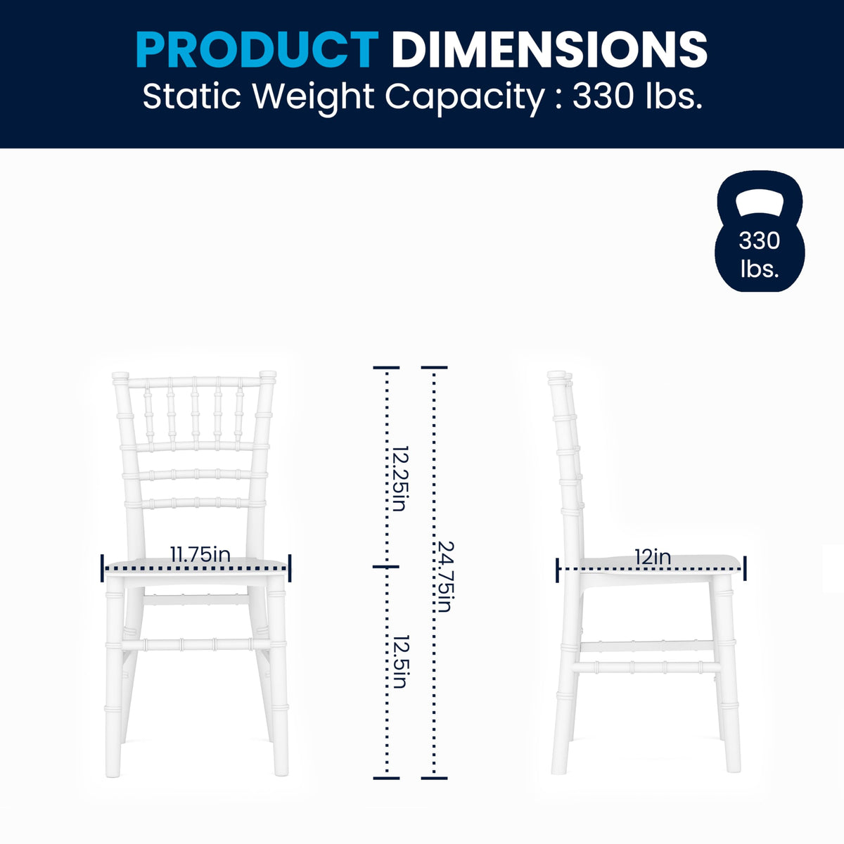 Hercules Kids Resin Chiavari Chair, White