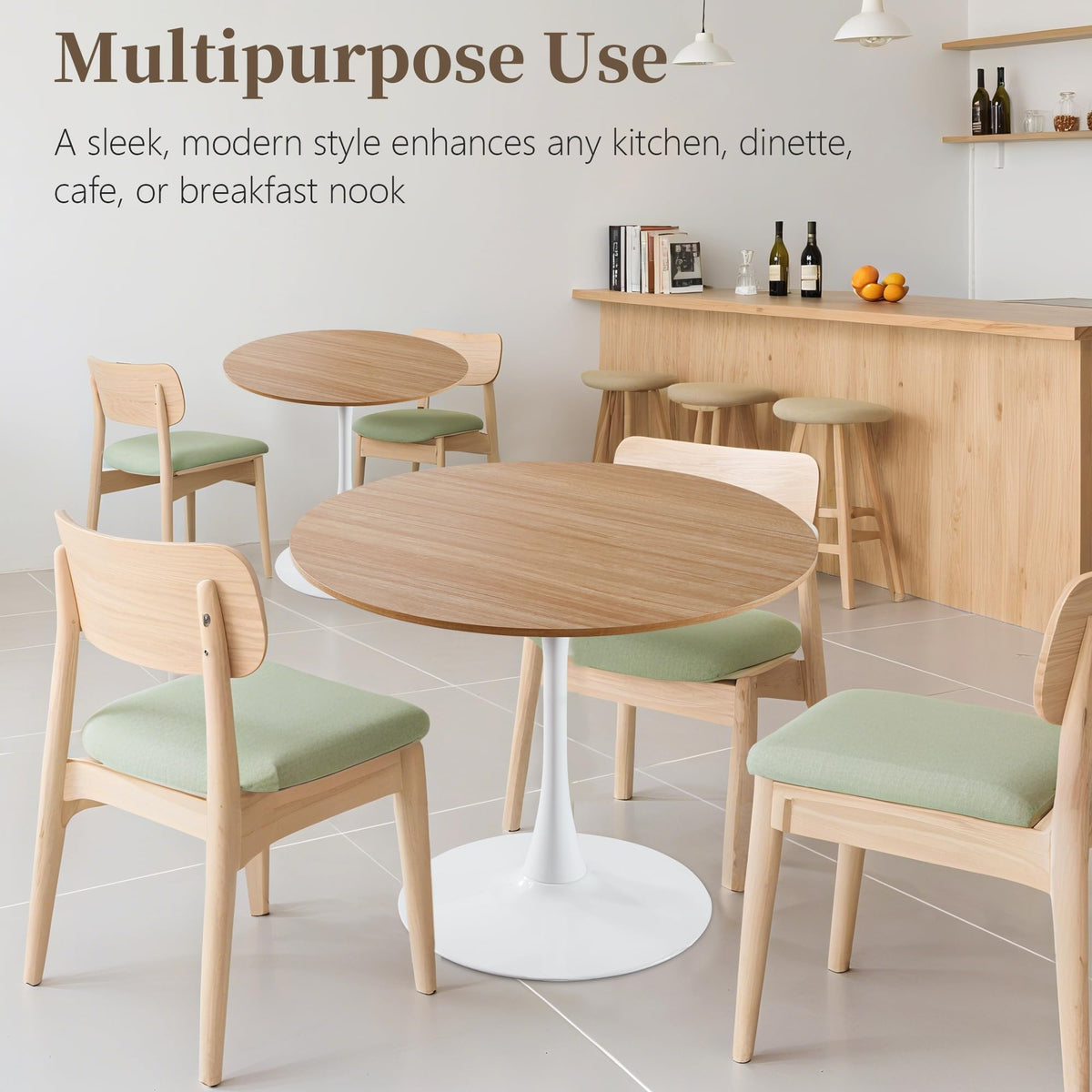 Inspired Saarinen Style 31.5" Round Dining Table, Mid-Century Tulip Table with Metal Pedestal Base, Modern Leisure Table for Small Space