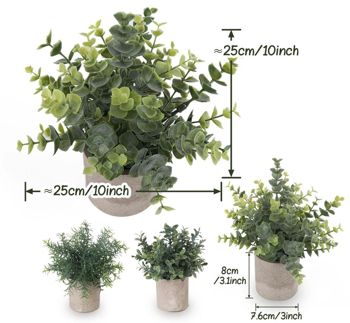 Fake Plants, 3PCS Artificial Plants Indoor Eucalyptus Desk Decor
