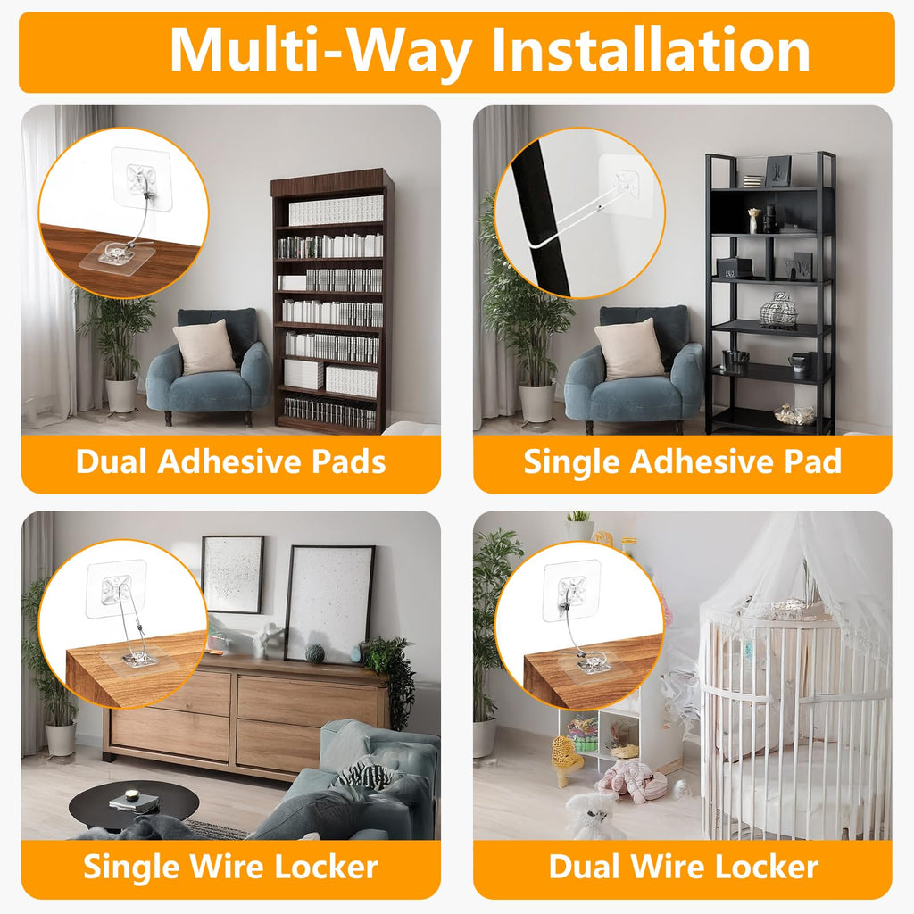No Drill Metal Furniture Wall Anchors (10 Packs) for Baby Proofing