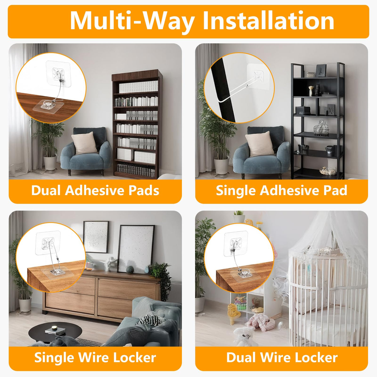 No Drill Metal Furniture Wall Anchors (10 Packs) for Baby Proofing