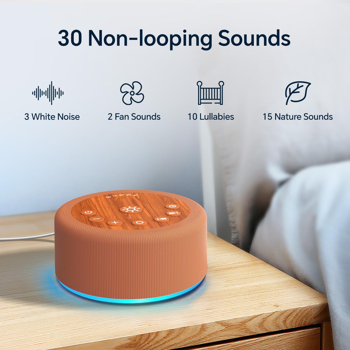 Sleep Sound Machine White Noise Machine with 30 Sounds Non Looping Sounds 12 Night light Colors with 5 Sounds Timers 36 Adjustable