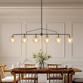 Linear Chandelier 6 Lights Glass Globe Linear Island Pendant Light