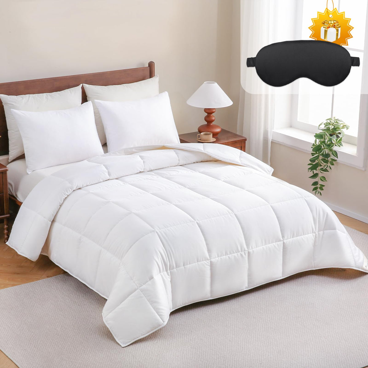 Luxurious All Season Wool Comforter, 100% Natural Australian Lamb Wool Filling, Natural Comforter Duvet
