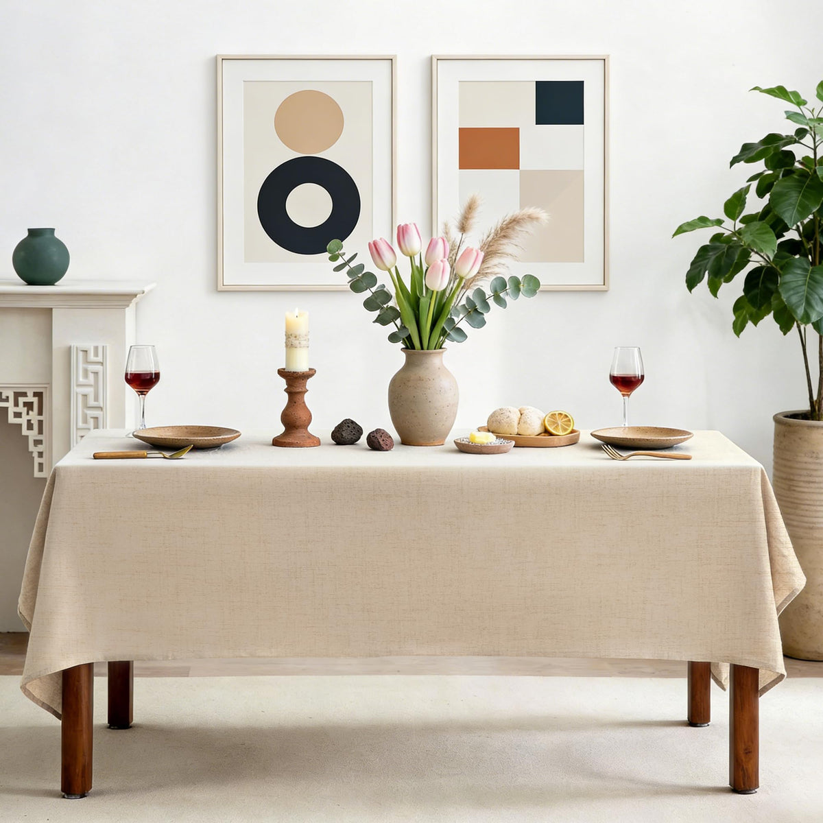 Natural Linen Rectangle Tablecloth