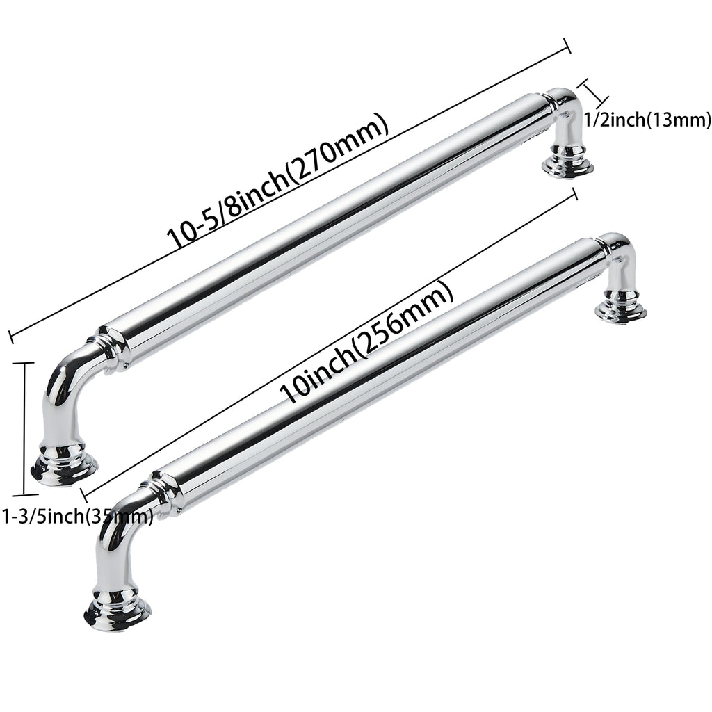 2 Pack 10 Inch Hole Center Vibrant Polished Chrome Cabinet pulls Heavy-Duty Solid Cabinet Handle Hardware Suitable