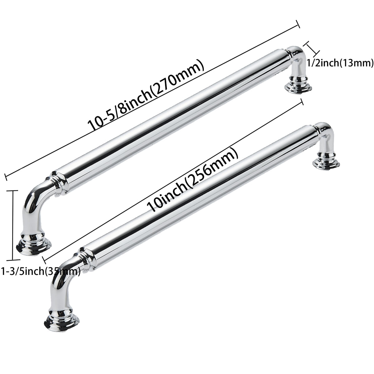 2 Pack 10 Inch Hole Center Vibrant Polished Chrome Cabinet pulls Heavy-Duty Solid Cabinet Handle Hardware Suitable