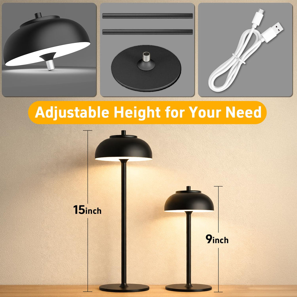 Cordless Table Lamps Rechargeable,Battery Operated Light LED 2 Pack
