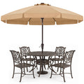 11FT Scalloped Patio Umbrella Table Market Umbrella, Khaki