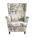 Printed Wingback Chair Cover 2 Pieces Stretch Spandex Slipcover Soft Washable Non-Slip Armchair Protector with