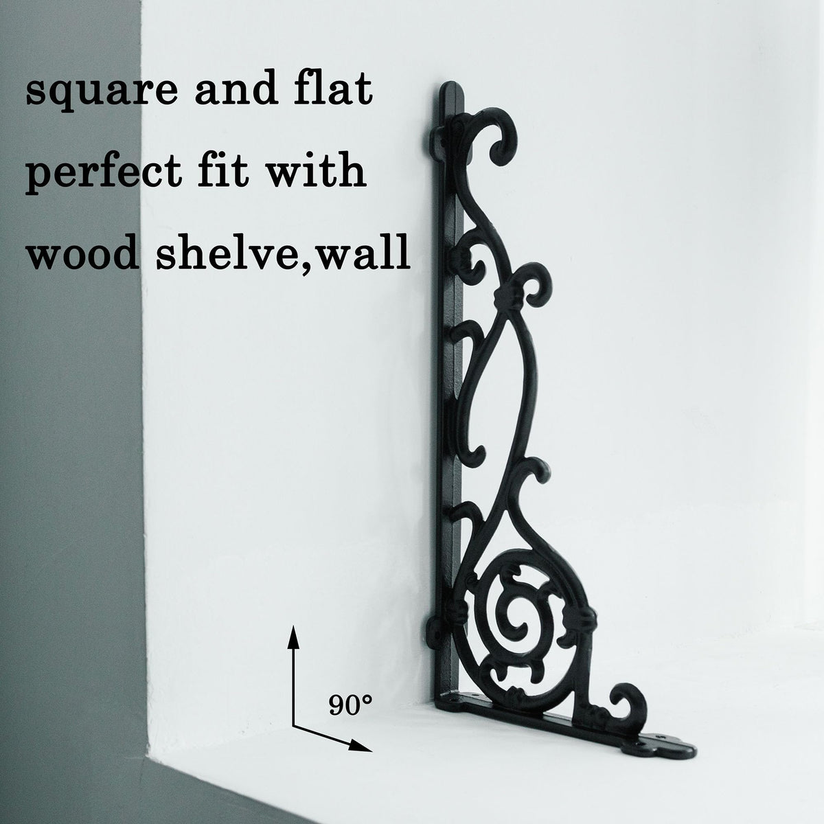 15.5'' Decorative Shelf Brackets,2 Pack Cast Iron Shelf Supply,15.5 x 7.2 Inch Antique Black Corbel,Screws Anchors