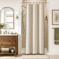 Cream Beige Small Stall Scalloped Linen Shower Curtain 36x72 Inches